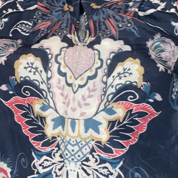 Ecru 100% Silk boho print blouse size XS - Picture 5 of 7